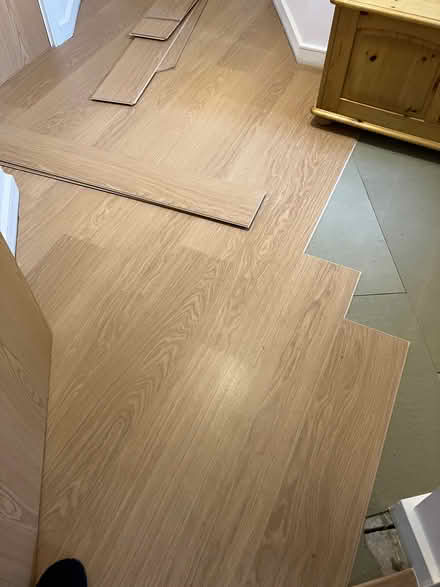 Photo of free Tongue and groove laminate flooring and card underlay L (Sheet GU31) #2