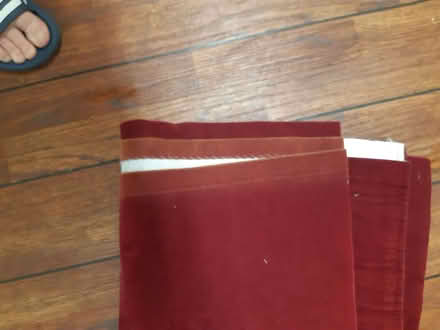 Photo of free Red velvet/suede curtains (Sheringham NR26) #1