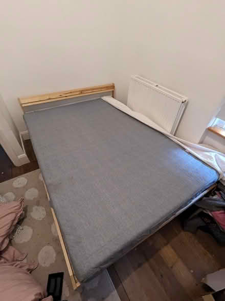 Photo of free IKEA double bed, mattress and cover (Wood Green N22) #1