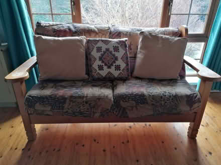 Photo of free Small wooden framed sofa (Cobh, Cork) #1