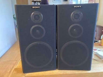 Photo of free Sony speakers (pair) with floor stands (Steyning BN44) #1