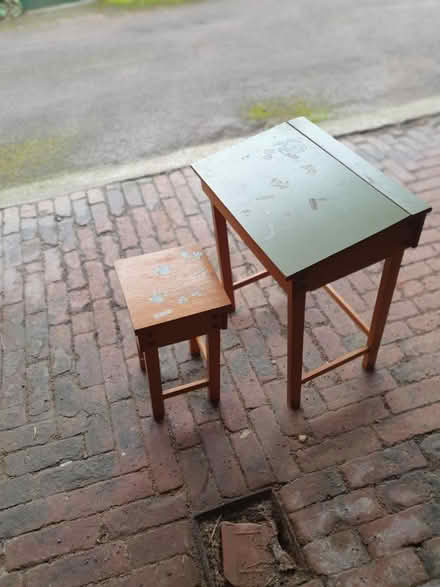 Photo of free Child's Wooden Desk & Stool (Kibworth LE8) #1