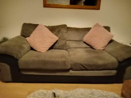 Photo of free 3 seater grey cordroy sofa (Pinehurst SN25) #1