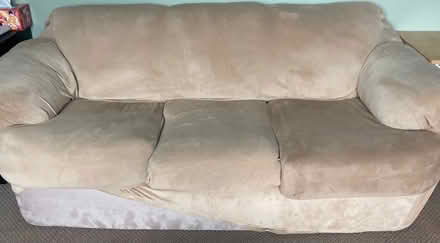 Photo of free Couch and love seat w slip covers (Central Irvine) #1