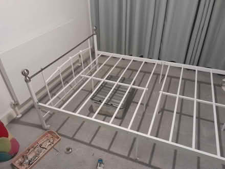 Photo of free small double bed metal frame (Seedhill PA2) #3