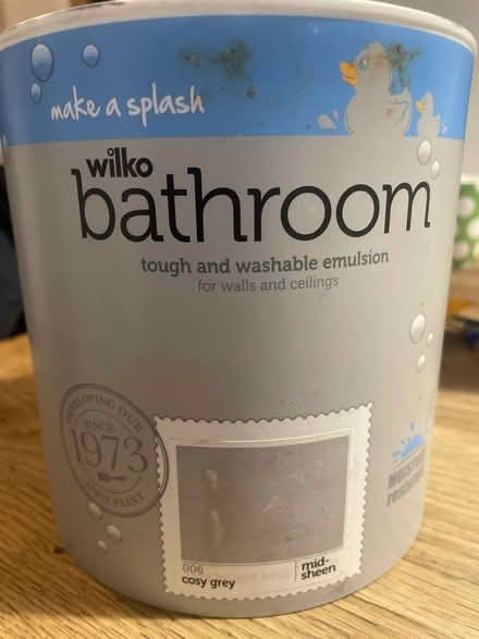 Photo of free Half a 2.5L can of bathroom paint (Little Herberts GL53) #1