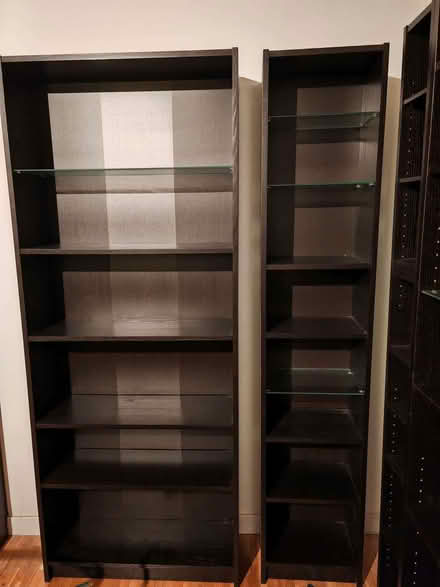 Photo of free Billy bookshelves in black/oak (Southfields SW15) #1