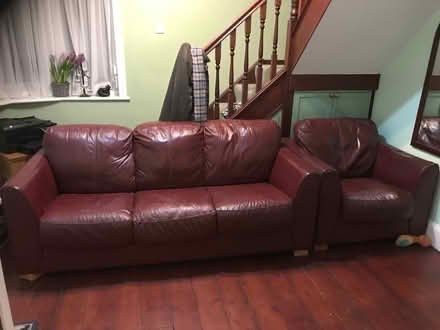 Photo of free Real leather sofa & armchair (Chatham ME1) #1