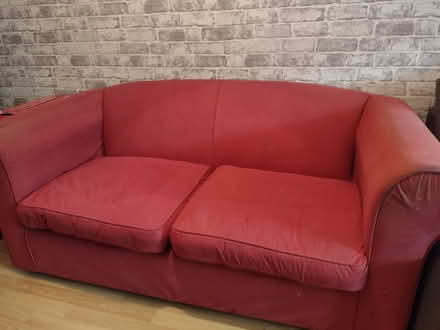 Photo of free Red Couch & 4 Kitchen Stools (North County Dublin) #1