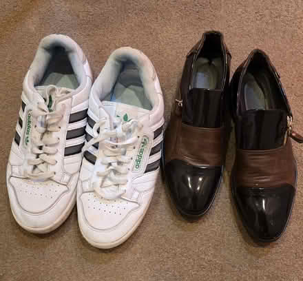 Photo of free Adidas white sneakers & brown shoe (Chilwell NG9) #1