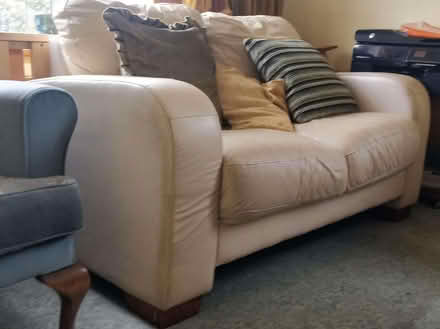 Photo of free Two seater sofa, 140cm length x 80cm deep x 80cm height. (Findon Valley BN14) #1