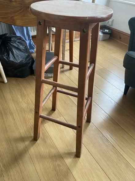 Photo of free Tall wooden bar stool (Walthamstow E17) #1