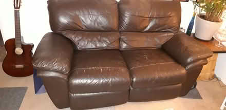 Photo of free 2 seater reclining sofa, brown synthetic leather (New Farnley LS12) #2