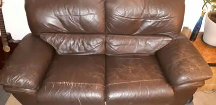 Photo of free 2 seater reclining sofa, brown synthetic leather (New Farnley LS12) #3