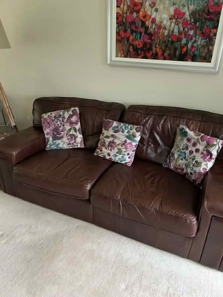 Photo of free Leather settee and chair (Market Harborough) #2