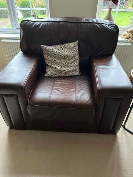 Photo of free Leather settee and chair (Market Harborough) #3