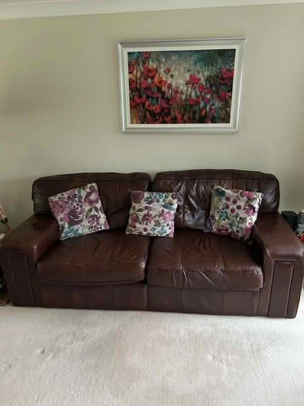 Photo of free Leather settee and chair (Market Harborough) #1