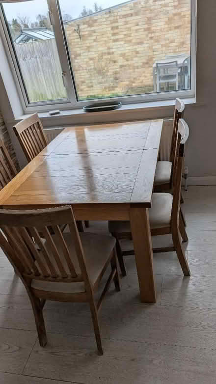 Photo of free Extendable oak dining table with 6 chairs (Charlton Village SP10) #1