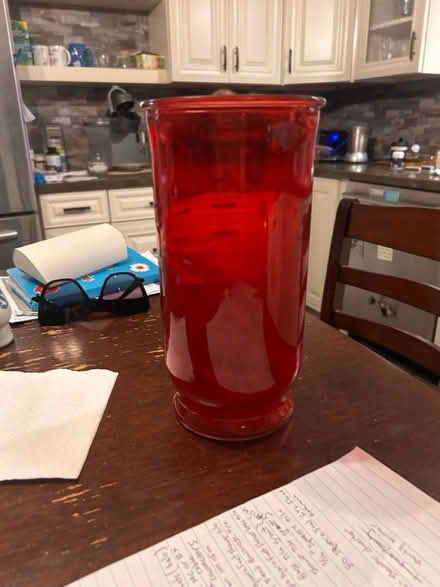 Photo of free Red glass vase (Woodbridge nj) #1