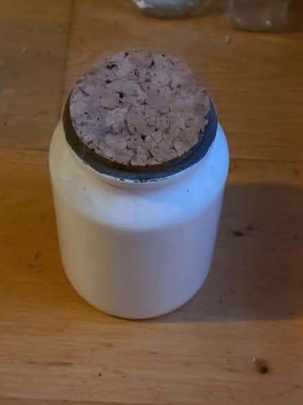 Photo of free White glass jar with Cork lid (Curbridge OX29) #1