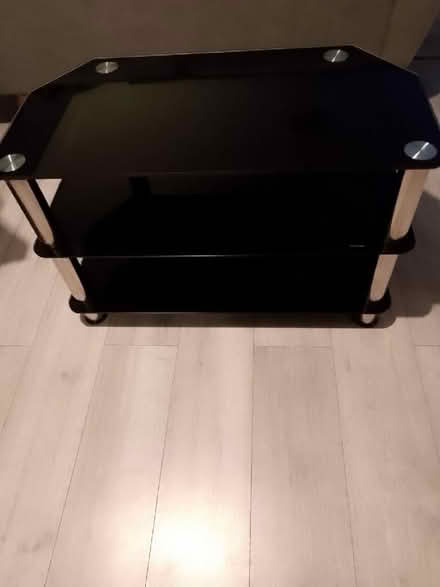 Photo of free TV Stand - Black Glass and Chrome (Barnham PO22) #2