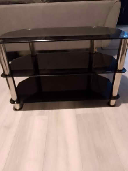 Photo of free TV Stand - Black Glass and Chrome (Barnham PO22) #3