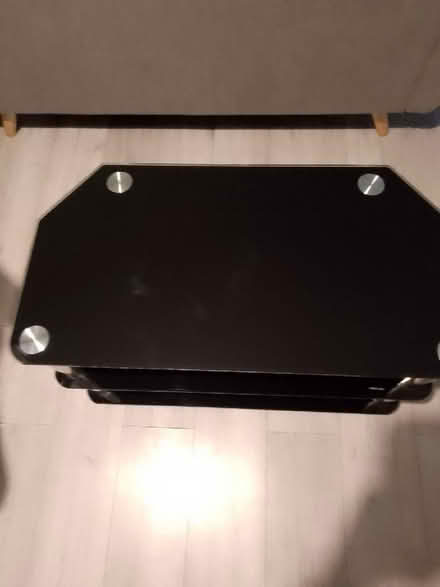 Photo of free TV Stand - Black Glass and Chrome (Barnham PO22) #1