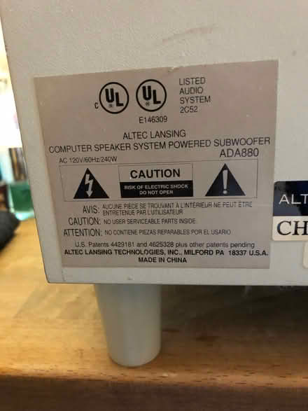 Photo of free Subwoofer - Altec Lansing ADA880 (West San Jose near Cupertino) #1