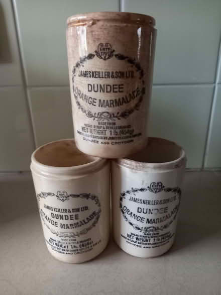 Photo of free Three old Dundee Orange Marmalade jars (Craig-y-don LL30) #1