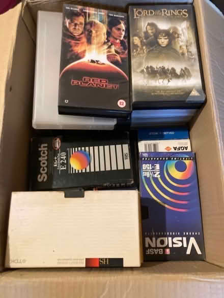 Photo of free Large box of VHS tapes both commercial and writeable (Leckhampton GL53) #1