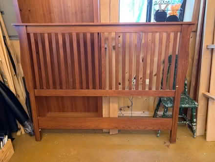 Photo of free Queen oak mission style bed/mirror (Deerfield) #3