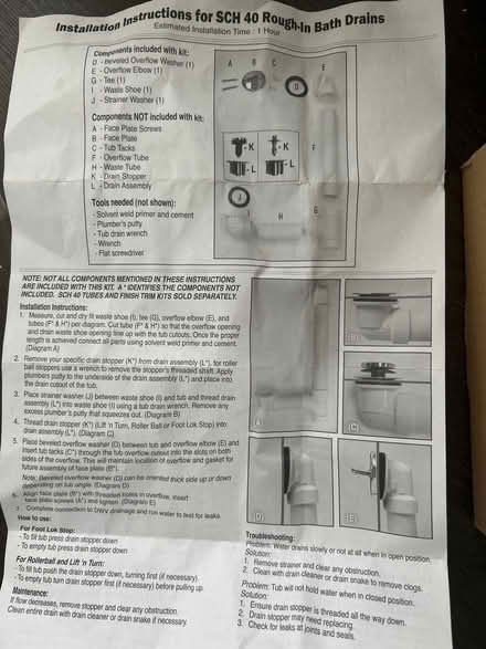 Photo of free Tub drain kit from Geberit (Walnut Creek) #2