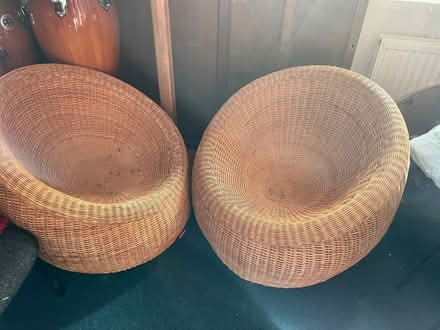 Photo of free Two circular wicker chairs (Marcham OX13) #1