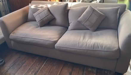 Photo of free Fawn fabric sofa bed (double) (Pontypridd) #1