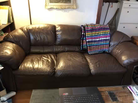 Photo of free comfy leather couch (Mimico) #1