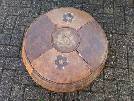 Photo of free Two African leather pouffes. (Orrell WN5) #2