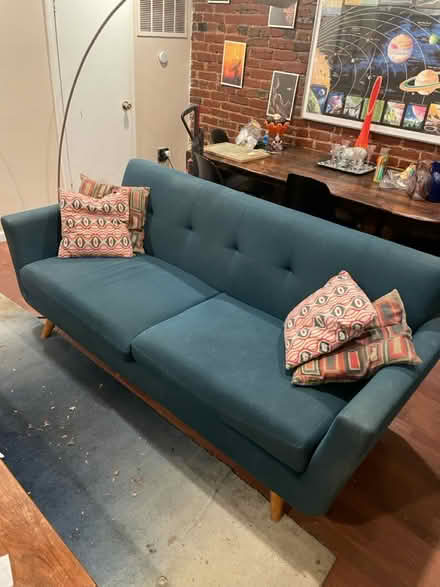 Photo of free Teal mid-century modern sofa (Bloomingdale) #3