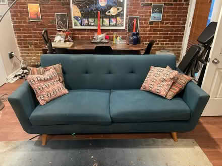 Photo of free Teal mid-century modern sofa (Bloomingdale) #1