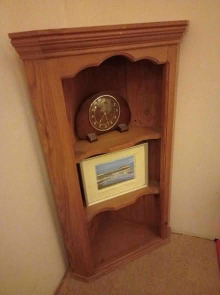 Photo of free Short wooden corner shelf unit (YO25 (Fridaythorpe)) #1