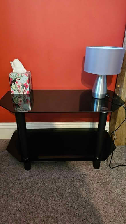 Photo of free Black glass TV stand (Wigmore, Gillingham) #1