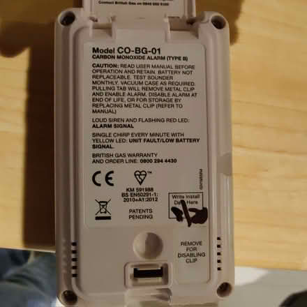 Photo of free Carbon monoxide alarm (Hillyfields SO16) #3