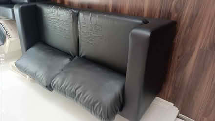 Photo of free Three seater black leather look sofa (Nitshill G53) #4