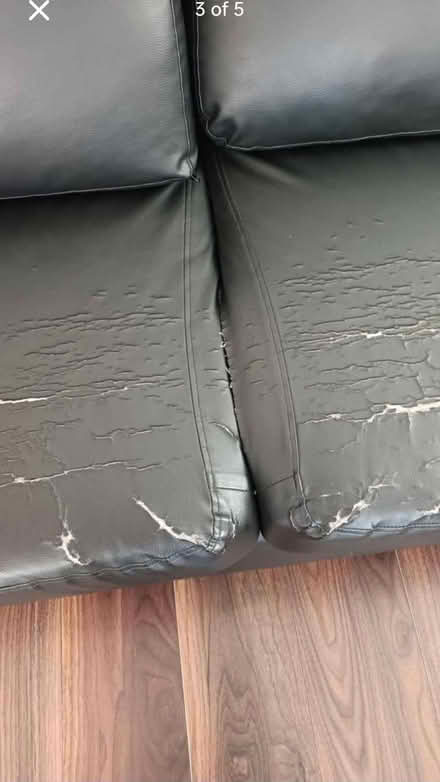 Photo of free Three seater black leather look sofa (Nitshill G53) #3