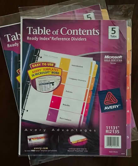 Photo of free Binder Index Tabs (Central Alameda) #1