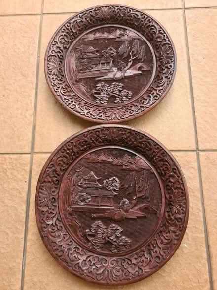 Photo of free 2 carved wooden Chinese plates (Mountbatten, Katong) #1