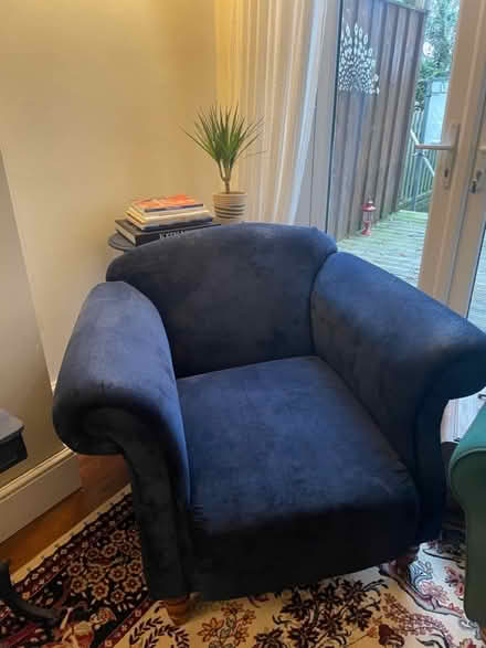 Photo of free Navy blue fabric Arm chair (B30) #2