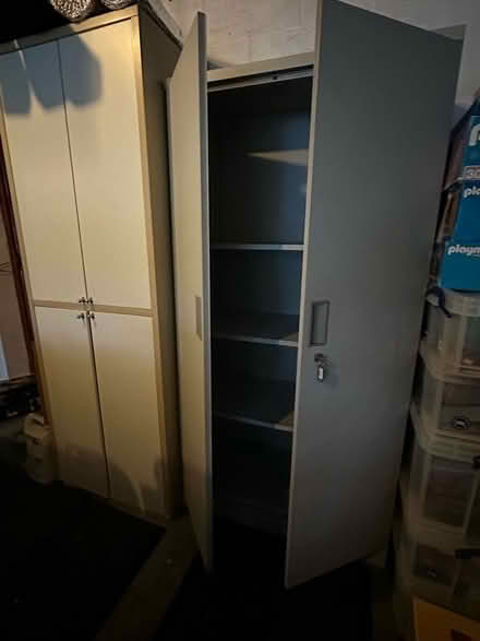 Photo of free Storage cabinets. One wood. One metal (Great Shelford CB22) #1