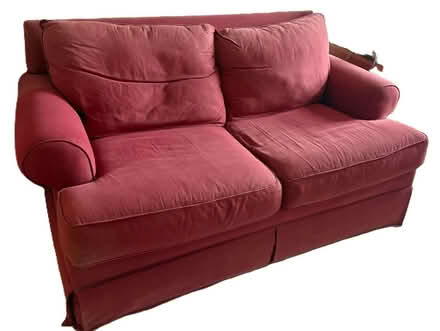 Photo of free Comfy 2-Seater Burgundy Sofa + New Cover (Queen Edith's Ward CB1) #1