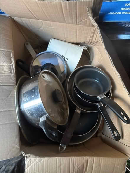 Photo of free Box of pots and pans (Ramsden Bellhouse) #1