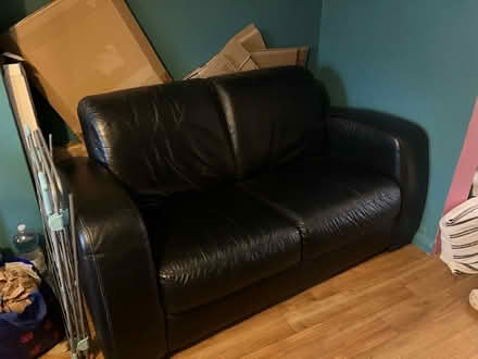 Photo of free Black leather sofa (Seaford BN25) #2